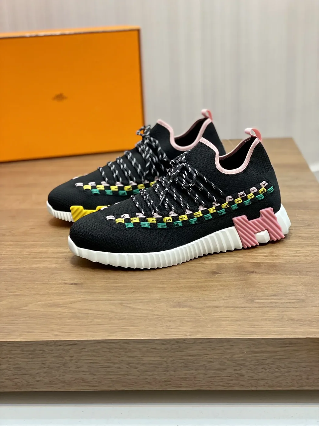 Hermes Sneakers Flex Black And Pink Hermes Sneakers Flex Black And Pink