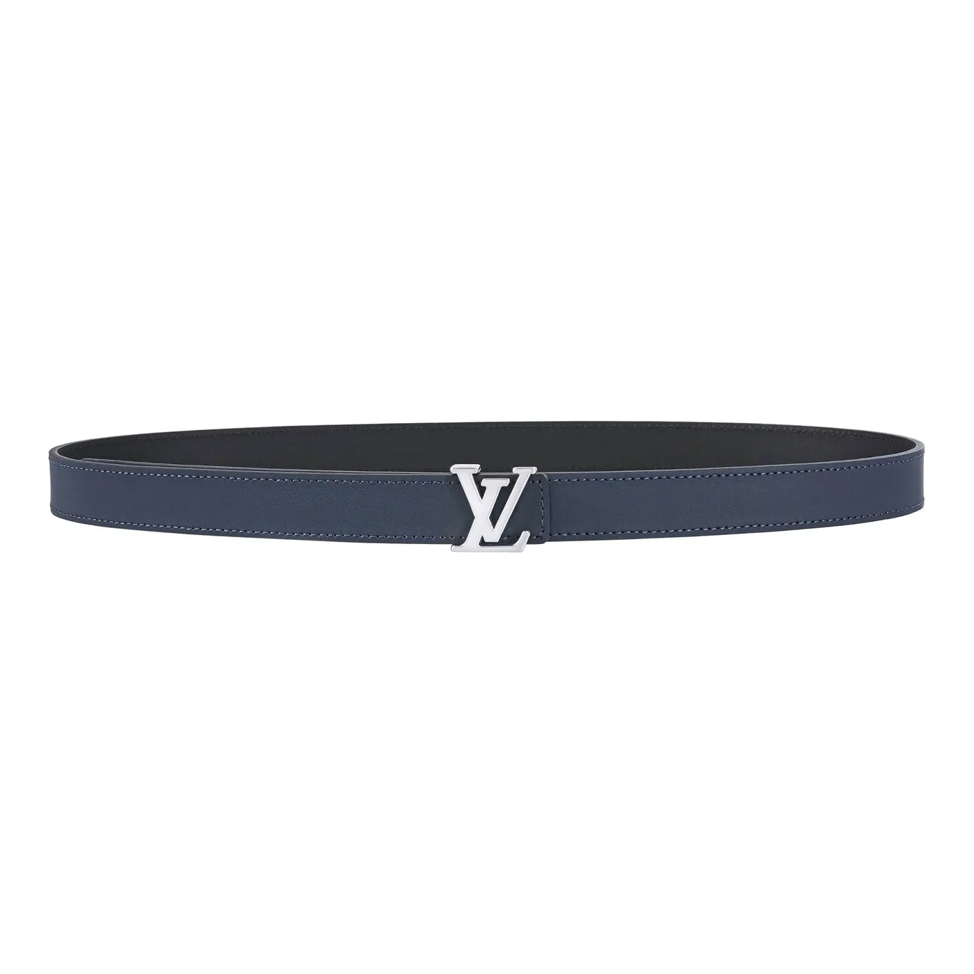Reversible Dark Blue in Black Leather Belt