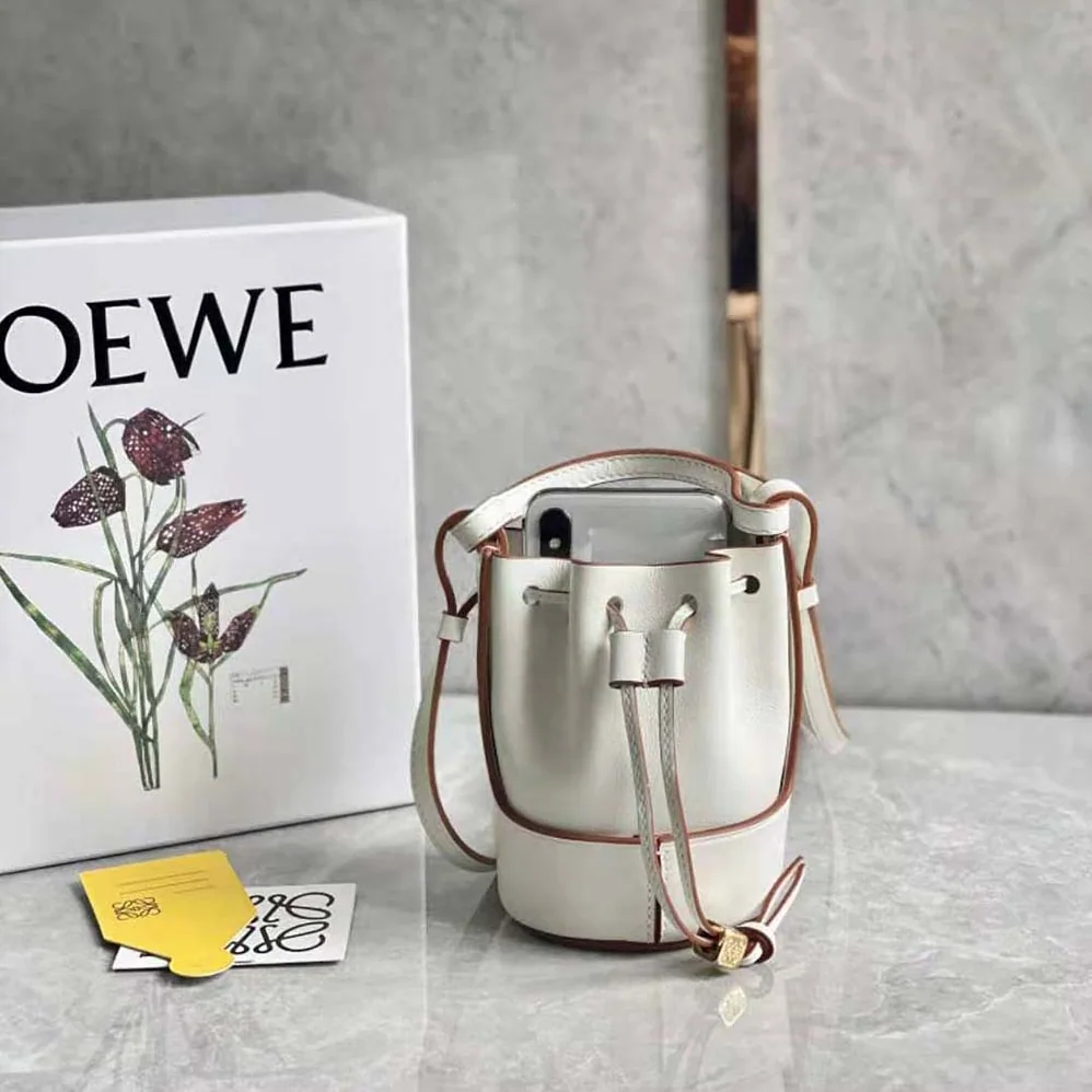 Loewe Nano Balloon Bag in Nappa and Calfskin for Women in White Loewe Nano Balloon Bag in Nappa and Calfskin for Women in White