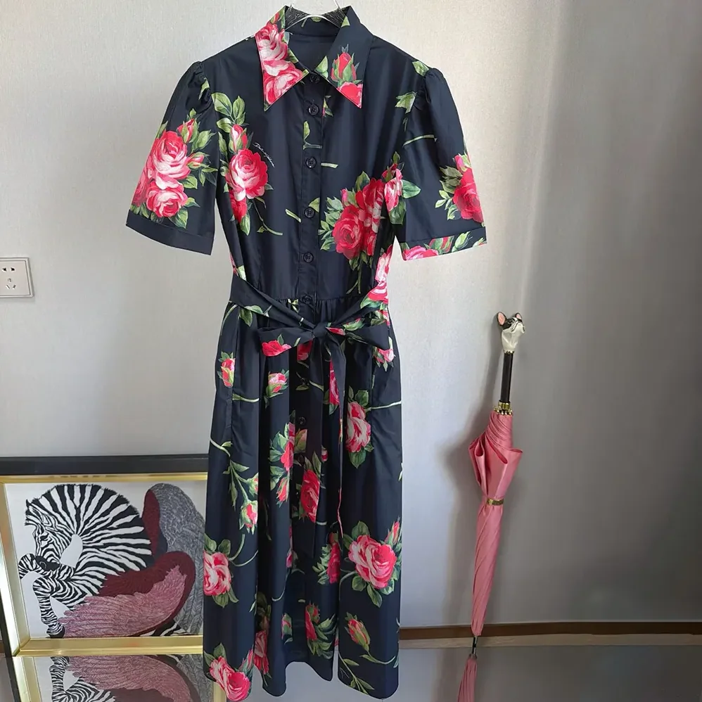 Dolce Gabbana D&G Rose Bouquet for Women in Print Poplin Shirt Dress