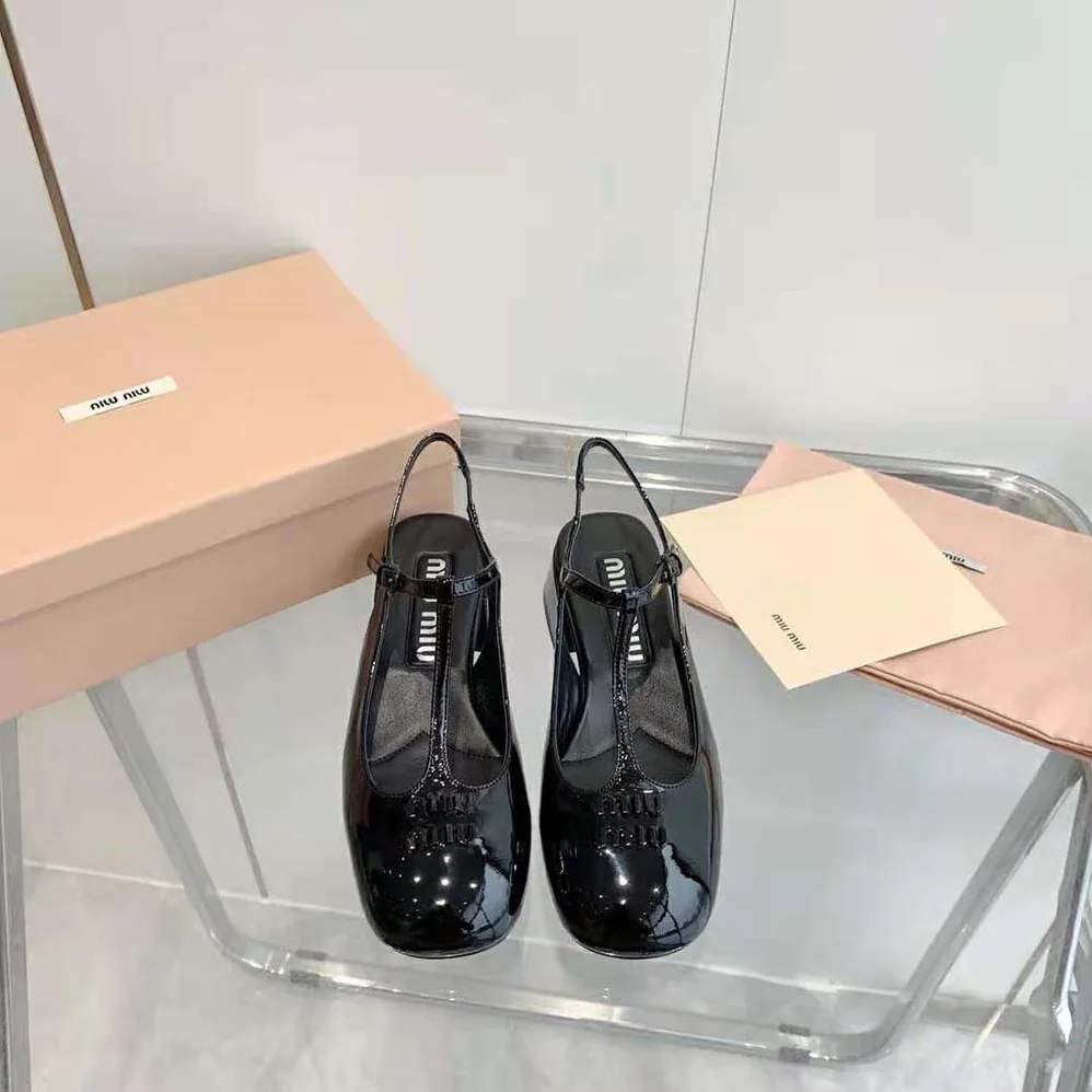 Miu Miu Patent Leather Slingback Pumps for Women in Black