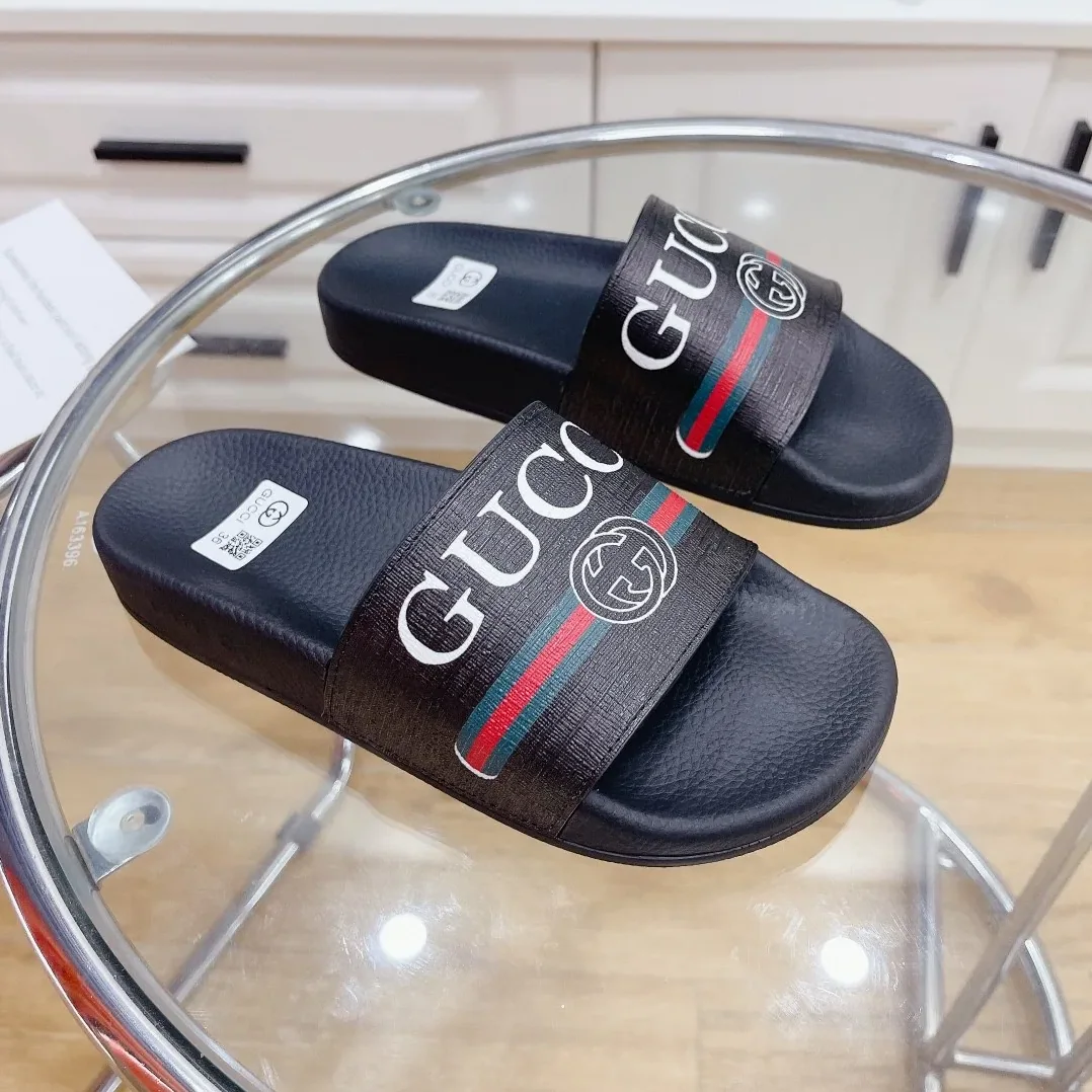 Gucci Logo Rubber Slide With Web Black for Women Gucci Logo Rubber Slide With Web Black for Women