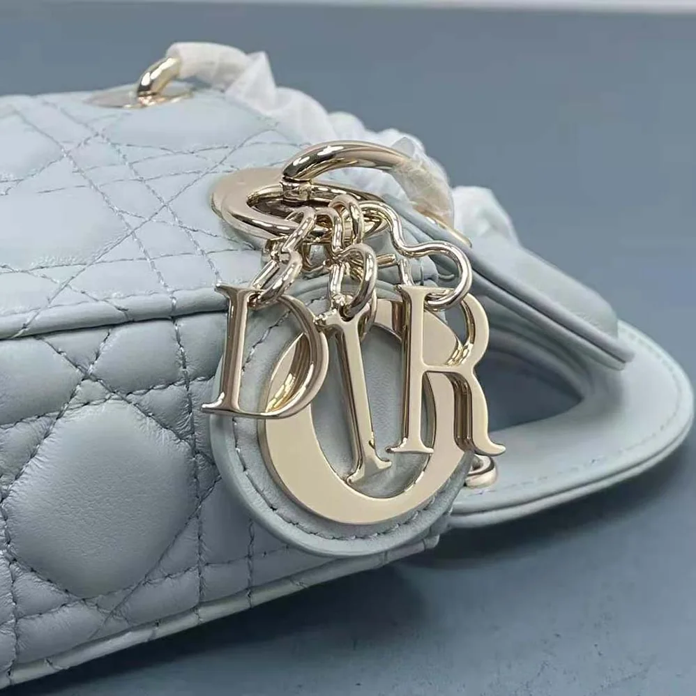 Dior Mini Lady Dior Bag Placid Blue Cannage Lambskin for Women
