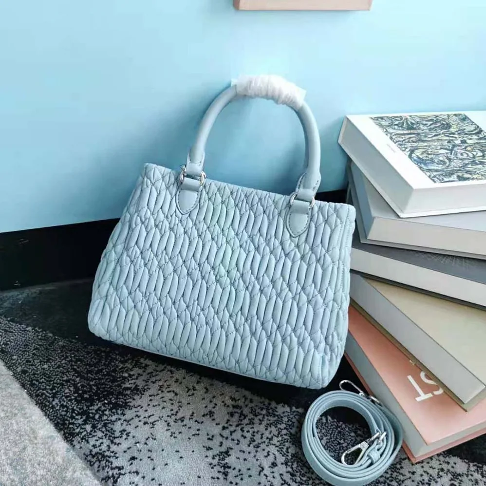 Miu Miu Miu Crystal Cloqué Nappa Leather Handbag for Women in Blue Miu Miu Miu Crystal Cloqué Nappa Leather Handbag for Women in Blue