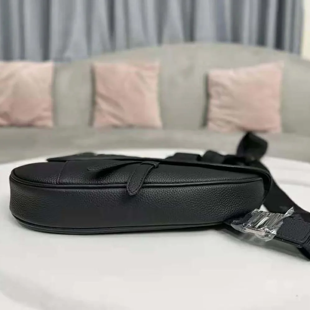 Dior By Erl Saddle Bag Black Grained Calfskin for Men Dior By Erl Saddle Bag Black Grained Calfskin for Men