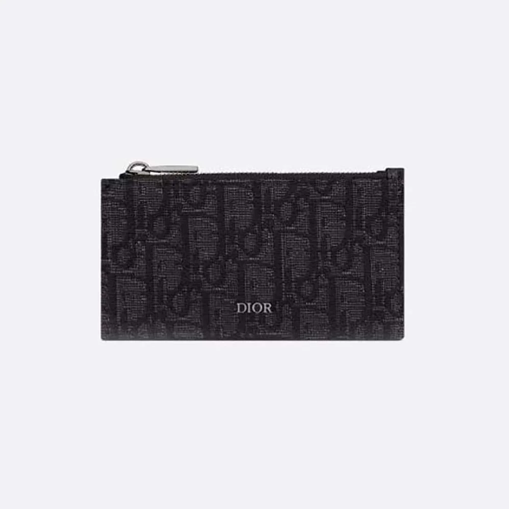 Dior Zipped Card Holder Black Dior Oblique Jacquard and Grained Calfskin for Men Dior Zipped Card Holder Black Dior Oblique Jacquard and Grained Calfskin for Men