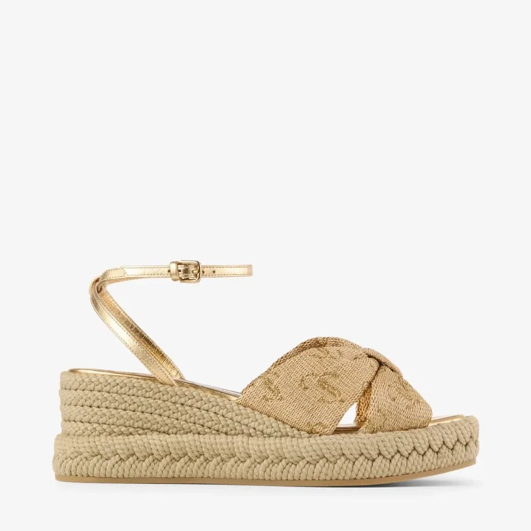 Jimmy Choo Aella Wedge 60 Gold AELLAWEDGE60GTJ Jimmy Choo Aella Wedge 60 Gold AELLAWEDGE60GTJ
