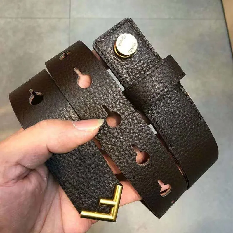 Fendi Long Tie Belt with F-Shaped Tip for Women in Brown Fendi Long Tie Belt with F-Shaped Tip for Women in Brown