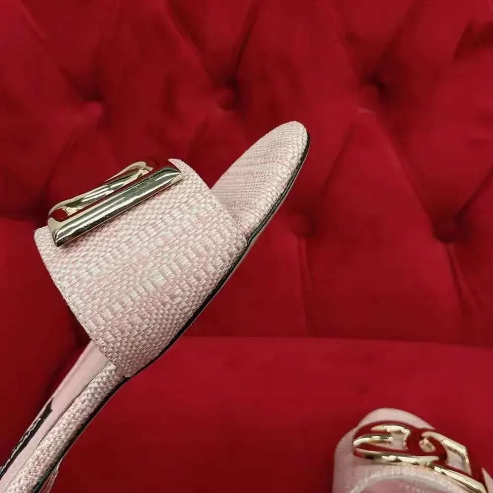Dolce Gabbana D&G Raffia Sliders for Women in Pink