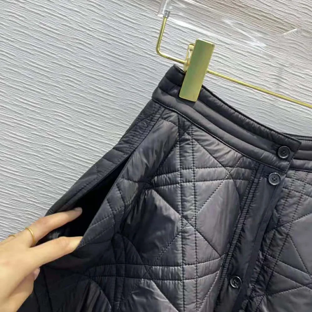 Dior Macrocannage Mid-Length skirt Black Quilted Technical Taffeta for Women