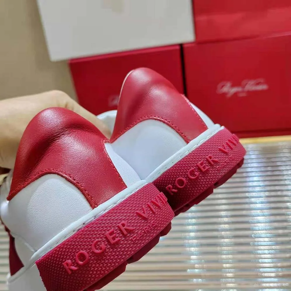 Roger Vivier Very Vivier Strass Buckle Sneakers in Leather for Women in Red