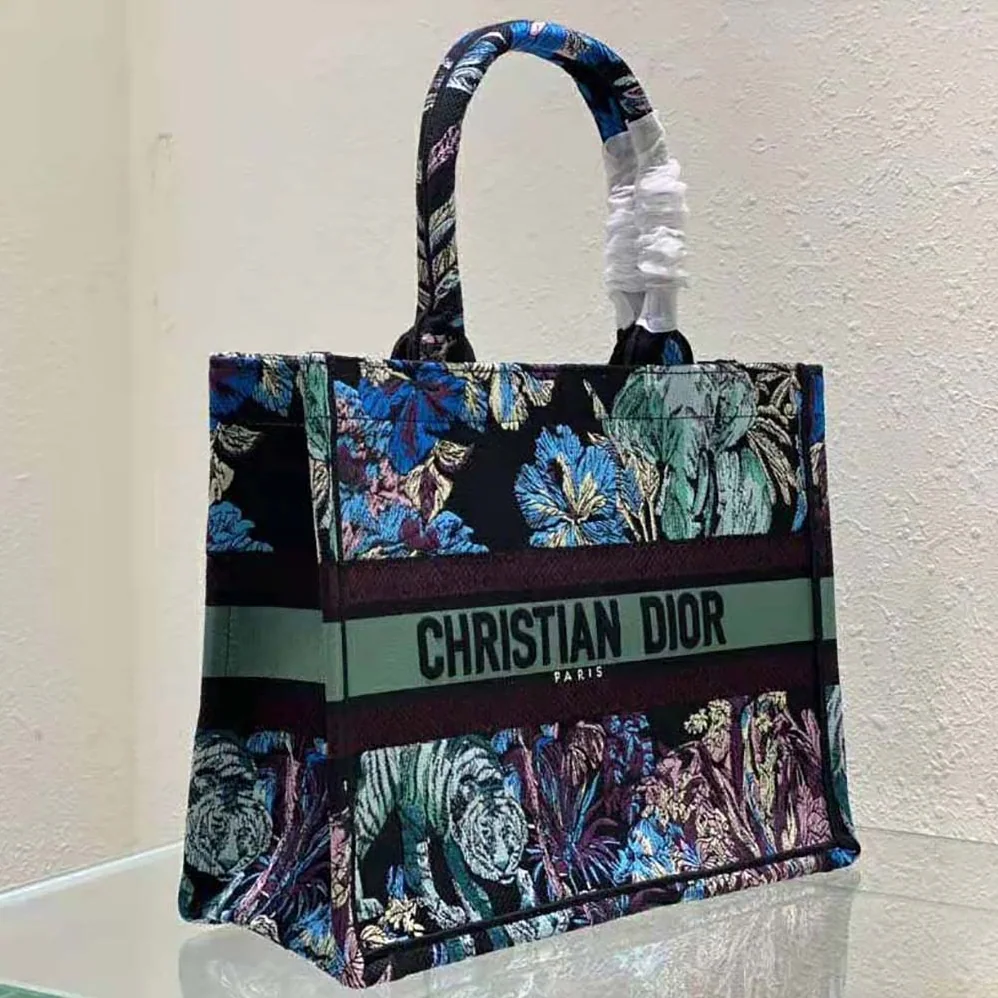 Dior Medium Dior Book Tote Blue Multicolor Toile de Jouy Voyage Embroidery for Women