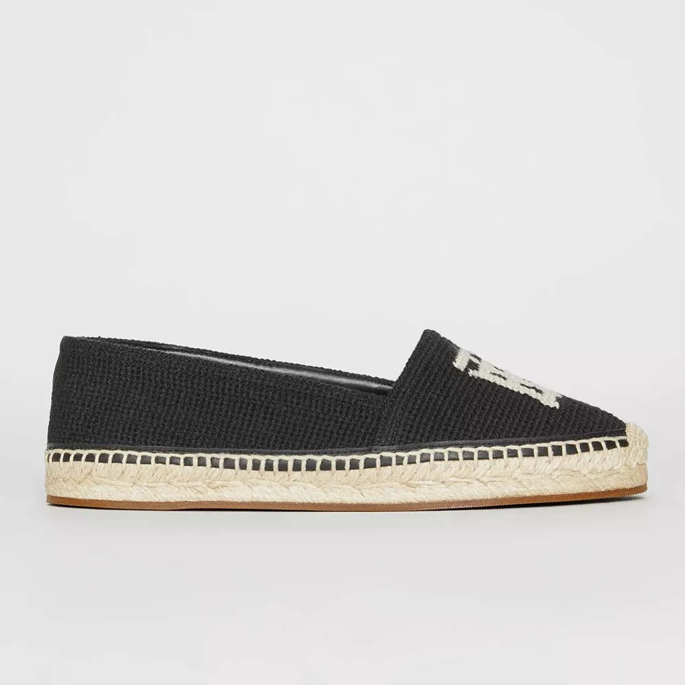 Burberry Shoes Monogram Motif Cotton and Leather Espadrilles for Women in Black Burberry Shoes Monogram Motif Cotton and Leather Espadrilles for Women in Black