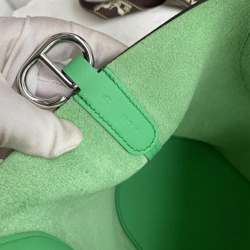 Hermes In the Loop 18 Handbag Clemence Leather for Women in Green/Silver