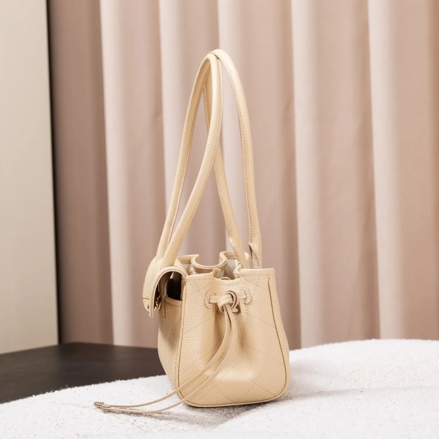 Chanel Small Shopping Shoulder Bag in Light Beige Gold Hardware Chanel Small Shopping Shoulder Bag in Light Beige Gold Hardware