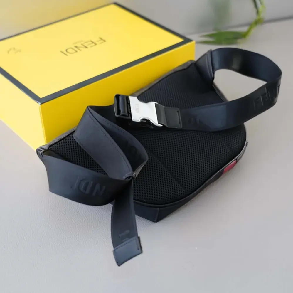 Fendi Diagonal Belt Bag Gray Fabric Belt Bag for Men in Red Fendi Diagonal Belt Bag Gray Fabric Belt Bag for Men in Red