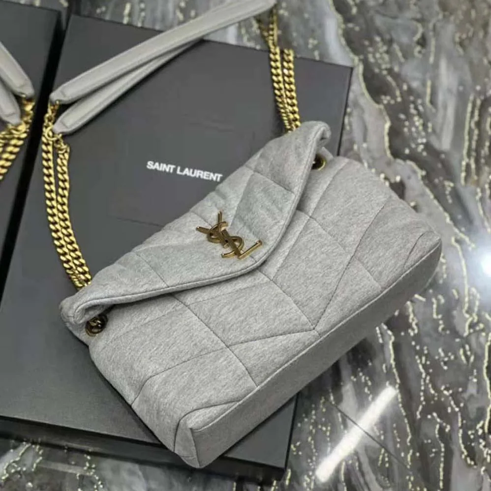 Saint Laurent YSL Puffer Toy Bag in Jersey for Women in White