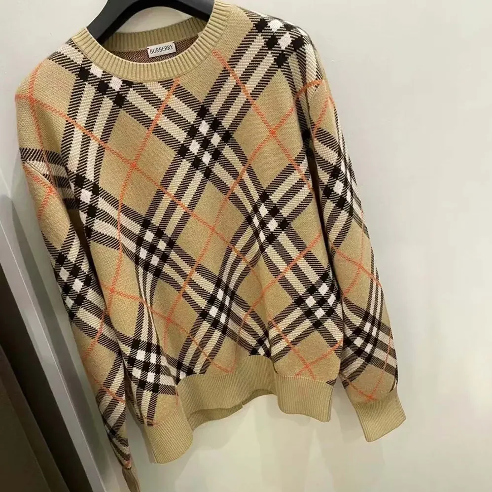 Burberry Check Wool Blend Sweater for Women Burberry Check Wool Blend Sweater for Women