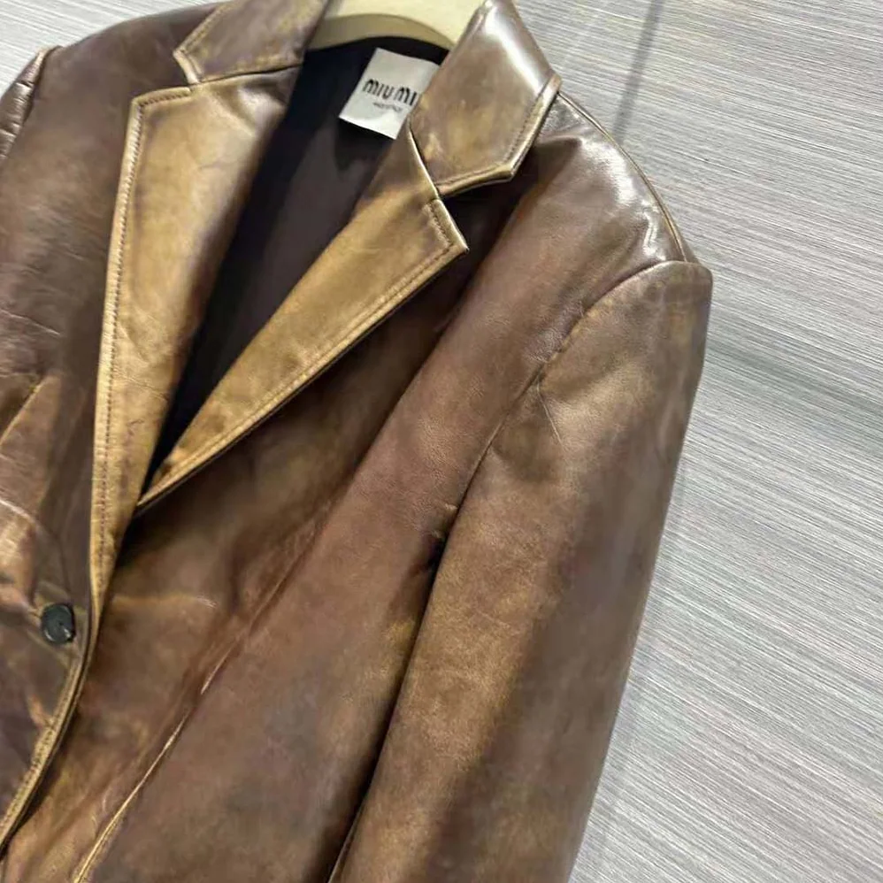 Miu Miu Nappa Leather Jacket with Hot for Women in stamped Logo Miu Miu Nappa Leather Jacket with Hot for Women in stamped Logo