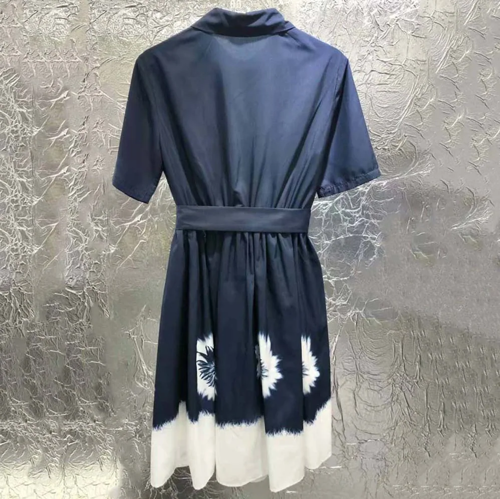 Prada Printed Poplin Dress for Women in Blue Prada Printed Poplin Dress for Women in Blue