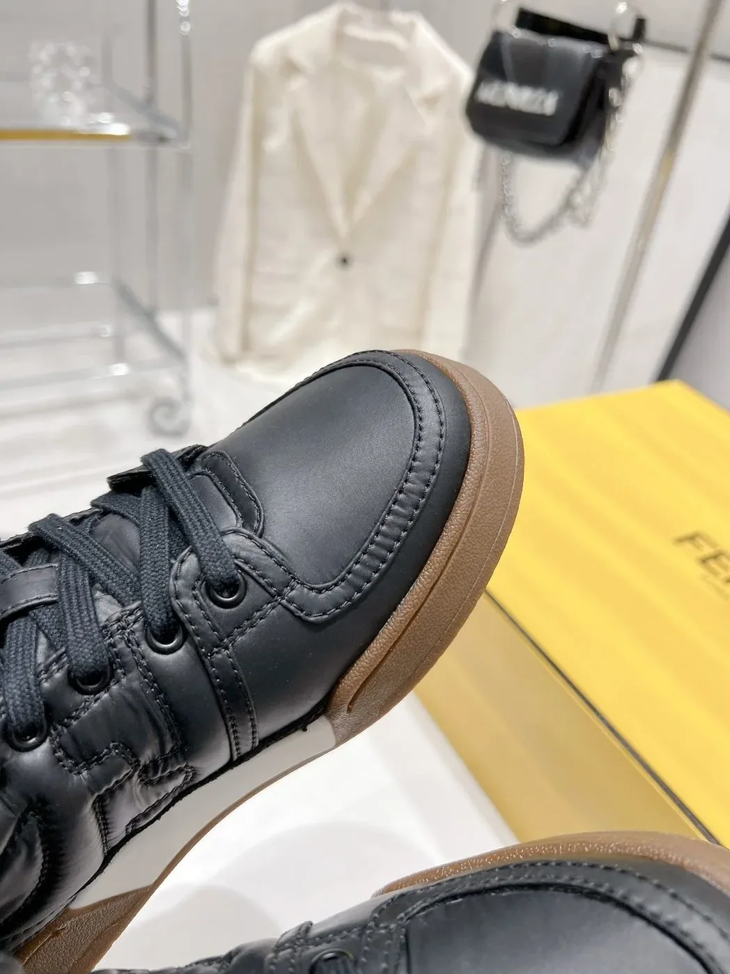 FD Fendi Match Lace-Up High in Top Sneakers Black FD Fendi Match Lace-Up High in Top Sneakers Black