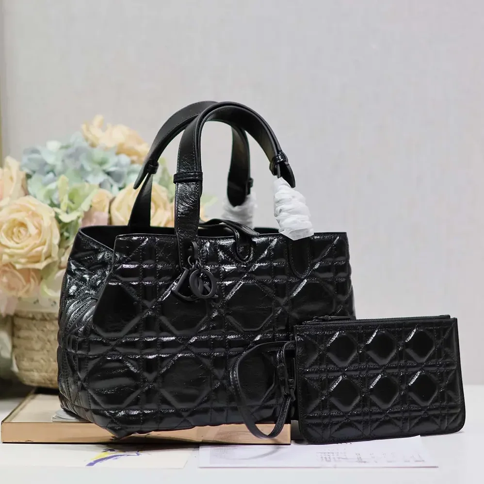 Dior Medium Dior Toujours Bag Black Macrocannage Crinkled Calfskin for Women Dior Medium Dior Toujours Bag Black Macrocannage Crinkled Calfskin for Women
