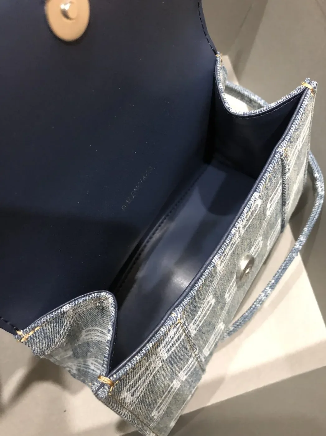 Balenciaga Hourglass XS Handbag Bb Monogram Bleached Denim In Blue /