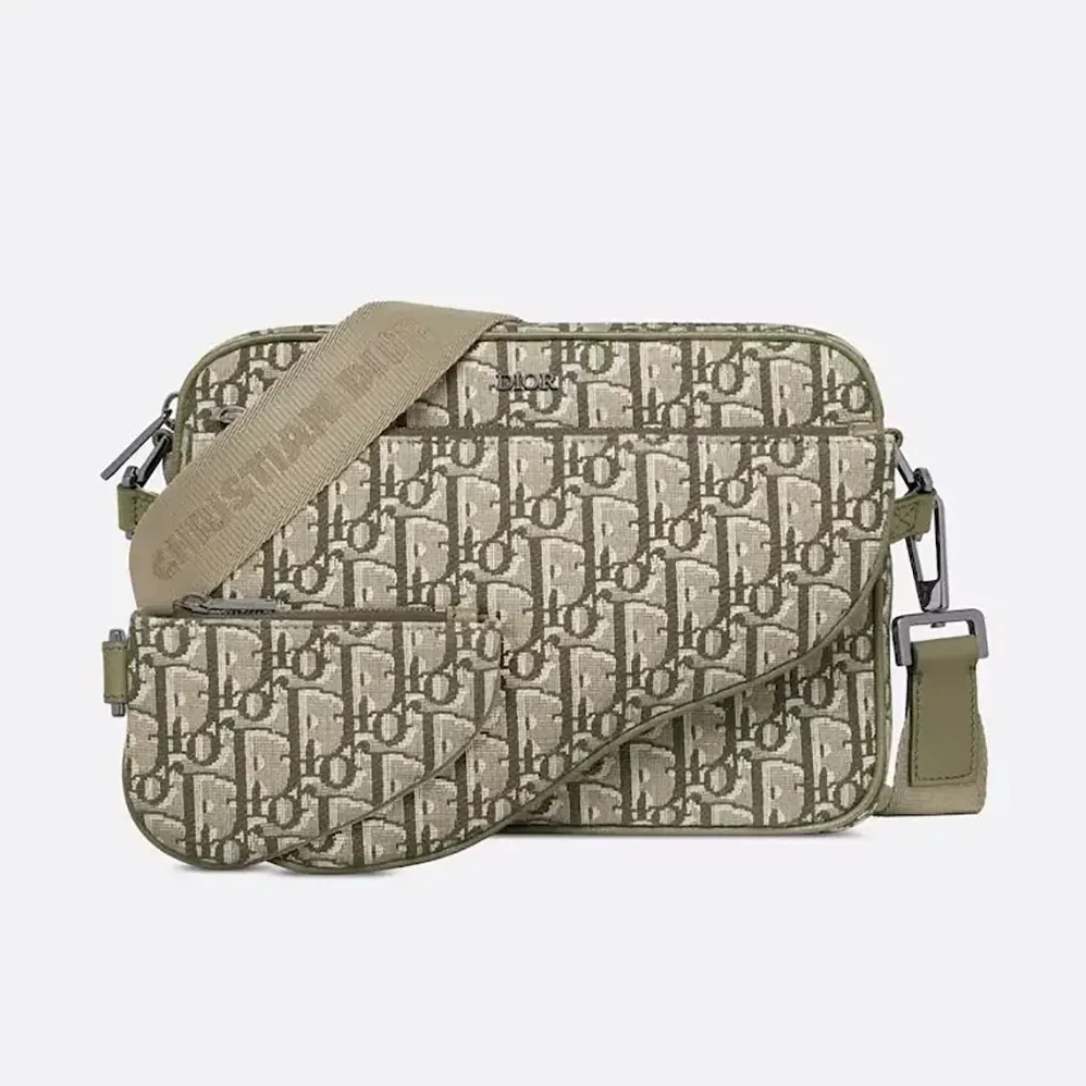 Dior Saddle Triple Pouch Khaki Dior Oblique Jacquard for Men