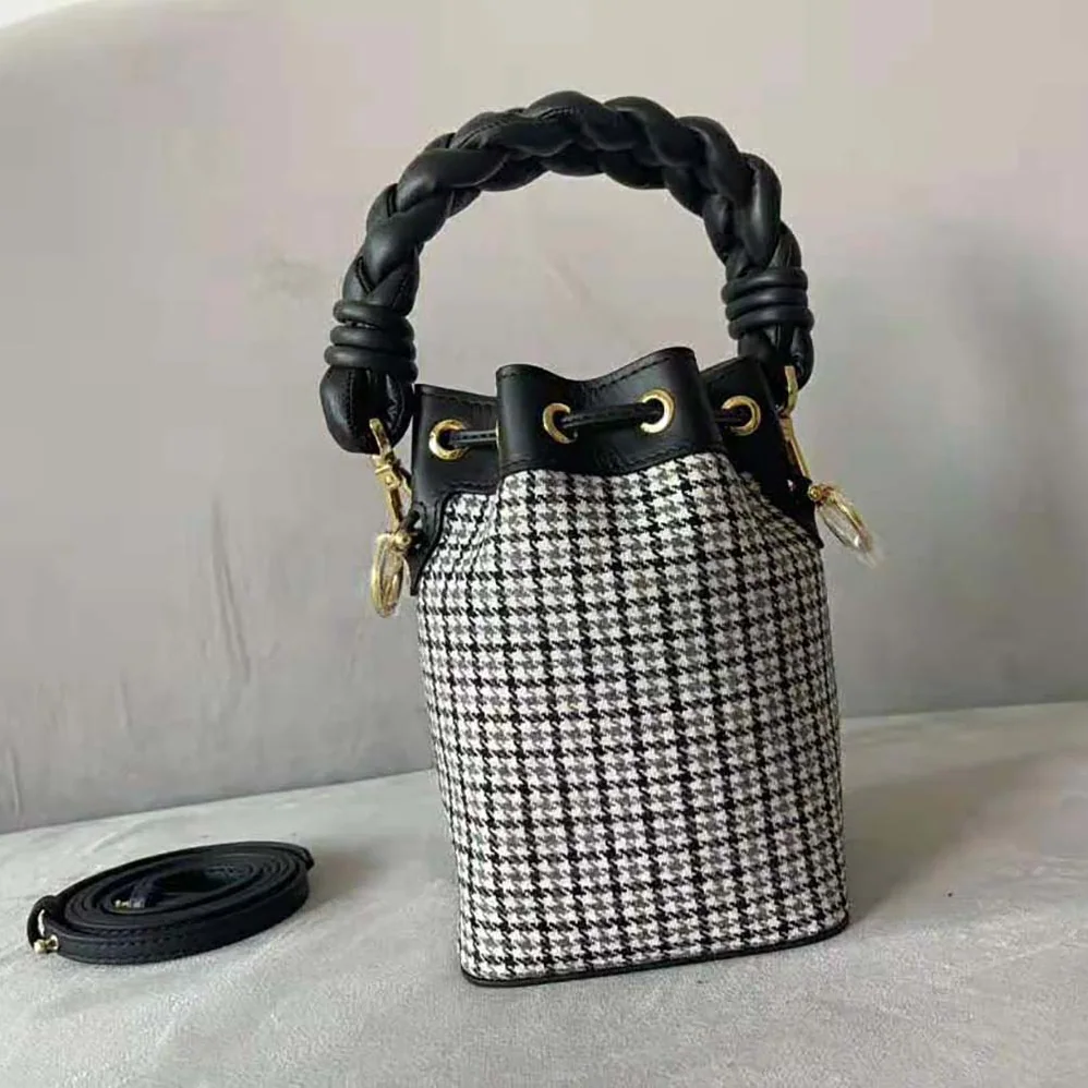 Fendi Mon Tresor Gray Houndstooth Wool Mini for Women in Bag Fendi Mon Tresor Gray Houndstooth Wool Mini for Women in Bag