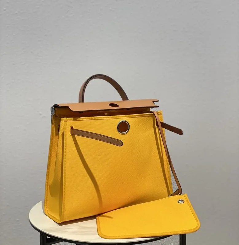 Hermes Herbag Zip Bag Yellow, Silver Toned Hardware Bag Hermes Herbag Zip Bag Yellow, Silver Toned Hardware Bag