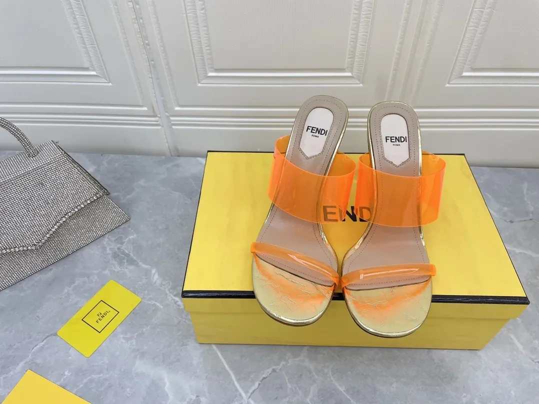 Fendi First Orange Transparent High in Heeled Sandals