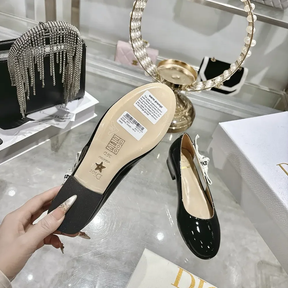 Dior J'Adior Ballet Flat Black Patent Calfskin for Women