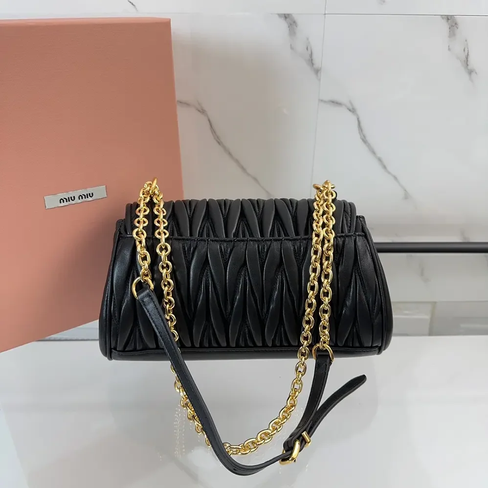 Miu Miu Matelassé Nappa Leather Shoulder Bag for Women in Black Miu Miu Matelassé Nappa Leather Shoulder Bag for Women in Black