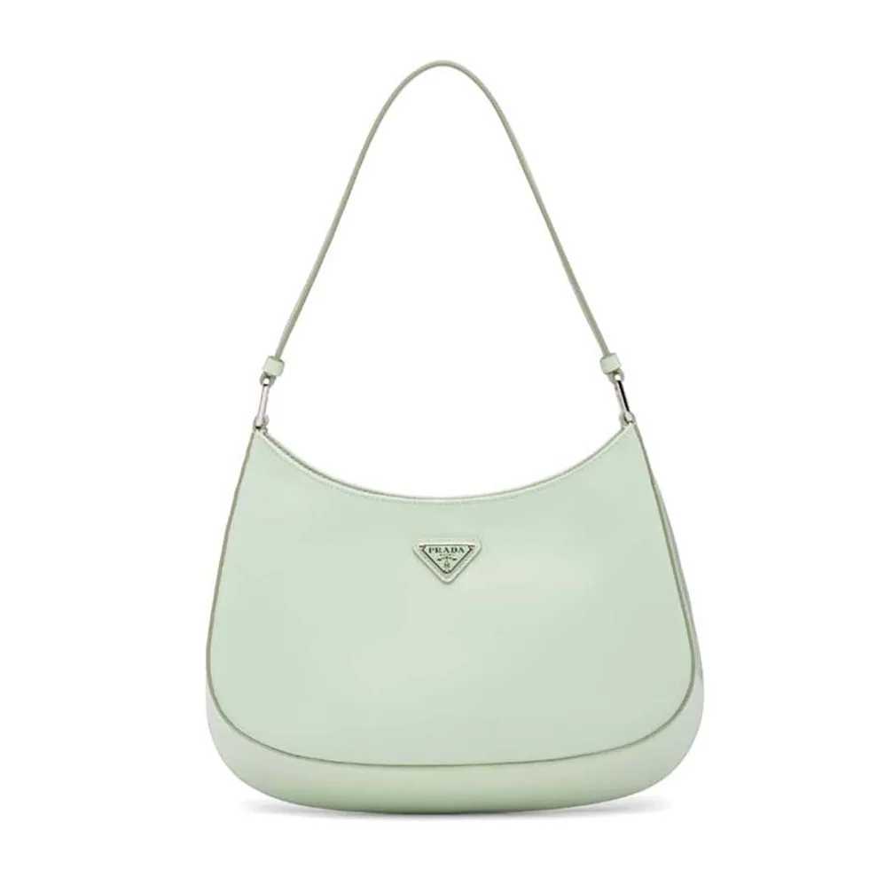Prada Cleo Brushed Leather Shoulder Bag in Lime Prada Cleo Brushed Leather Shoulder Bag in Lime