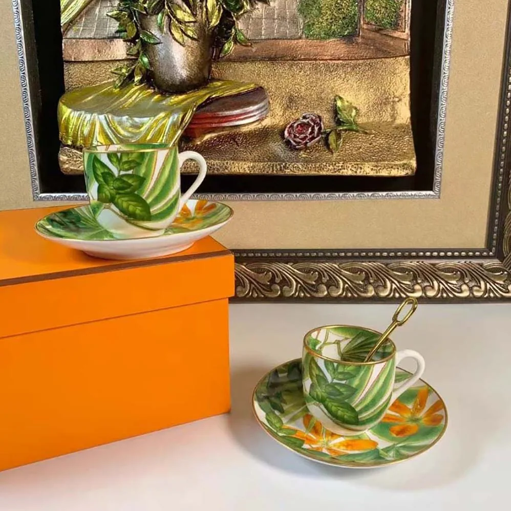 Hermes Passifolia Coffee Cup and Saucer for Unisex Hermes Passifolia Coffee Cup and Saucer for Unisex