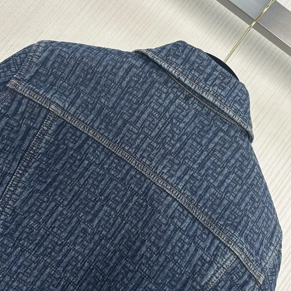 Fendi Dark Blue FF Denim Jacket for Women Fendi Dark Blue FF Denim Jacket for Women