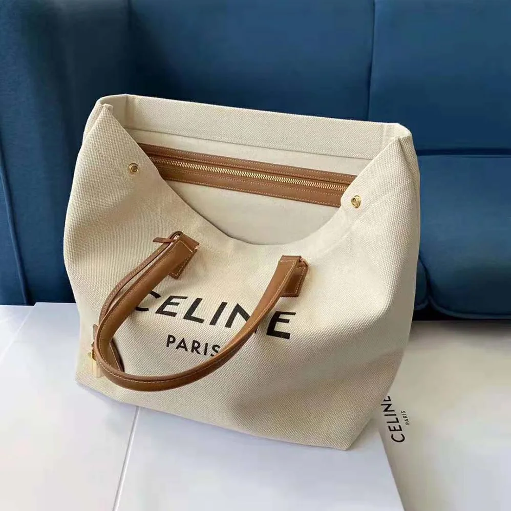 Celine Horizontal Cabas Celine in Canvas with Celine Print and Calfskin for Women Celine Horizontal Cabas Celine in Canvas with Celine Print and Calfskin for Women