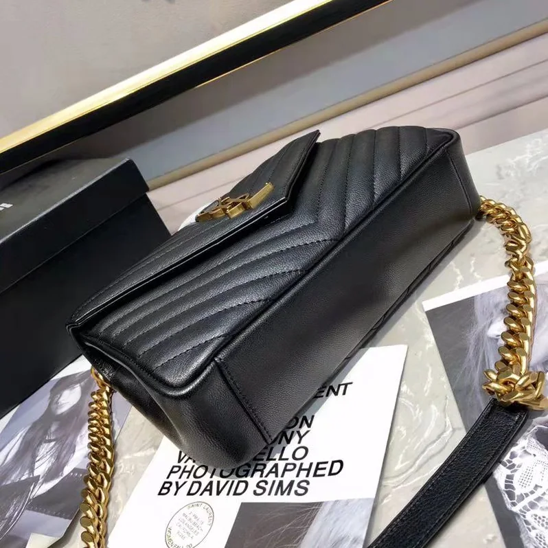 Saint Laurent YSL Classic Medium College Bag Matelasse Leather in Black