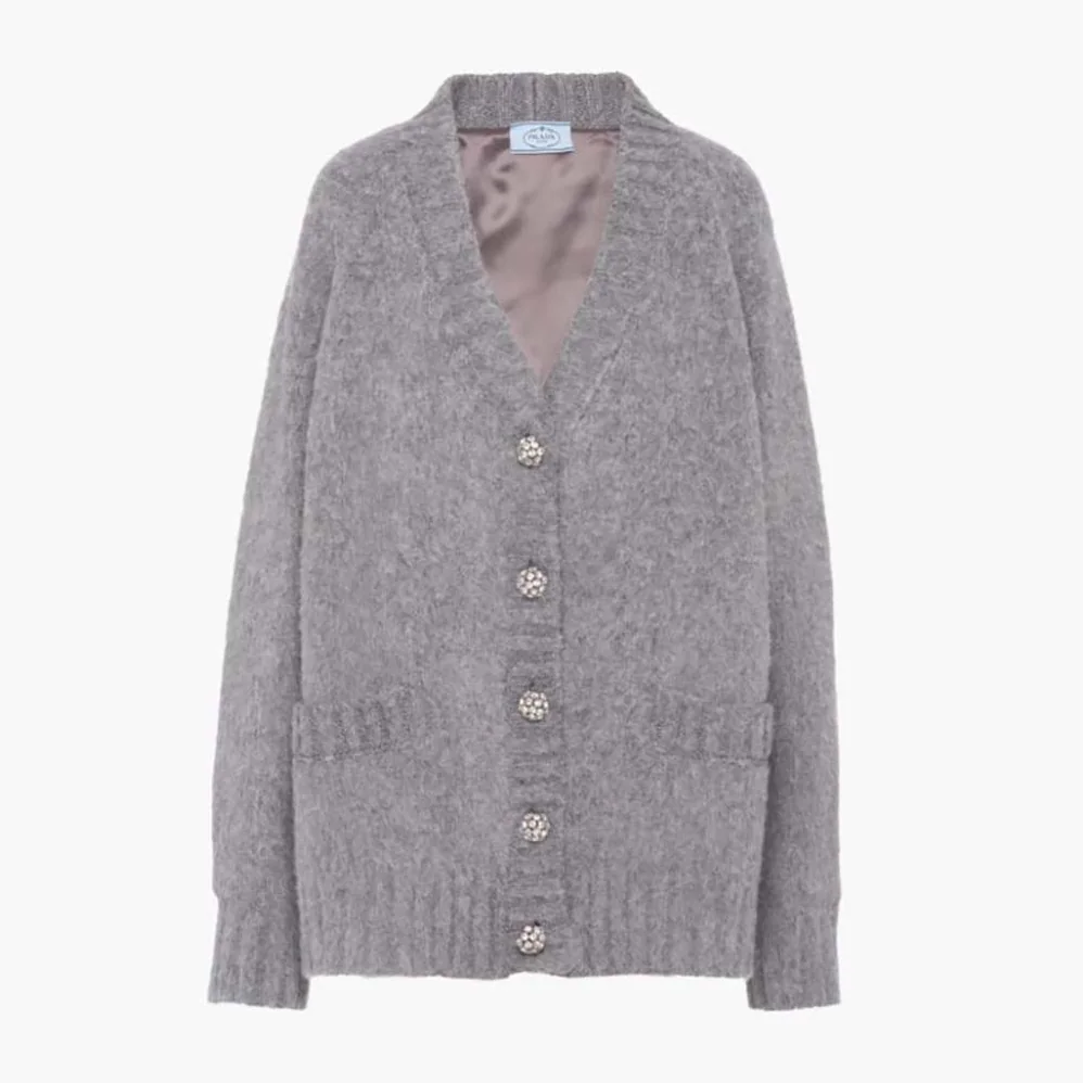 Prada Oversized Shetland Wool Cardigan for Women Prada Oversized Shetland Wool Cardigan for Women