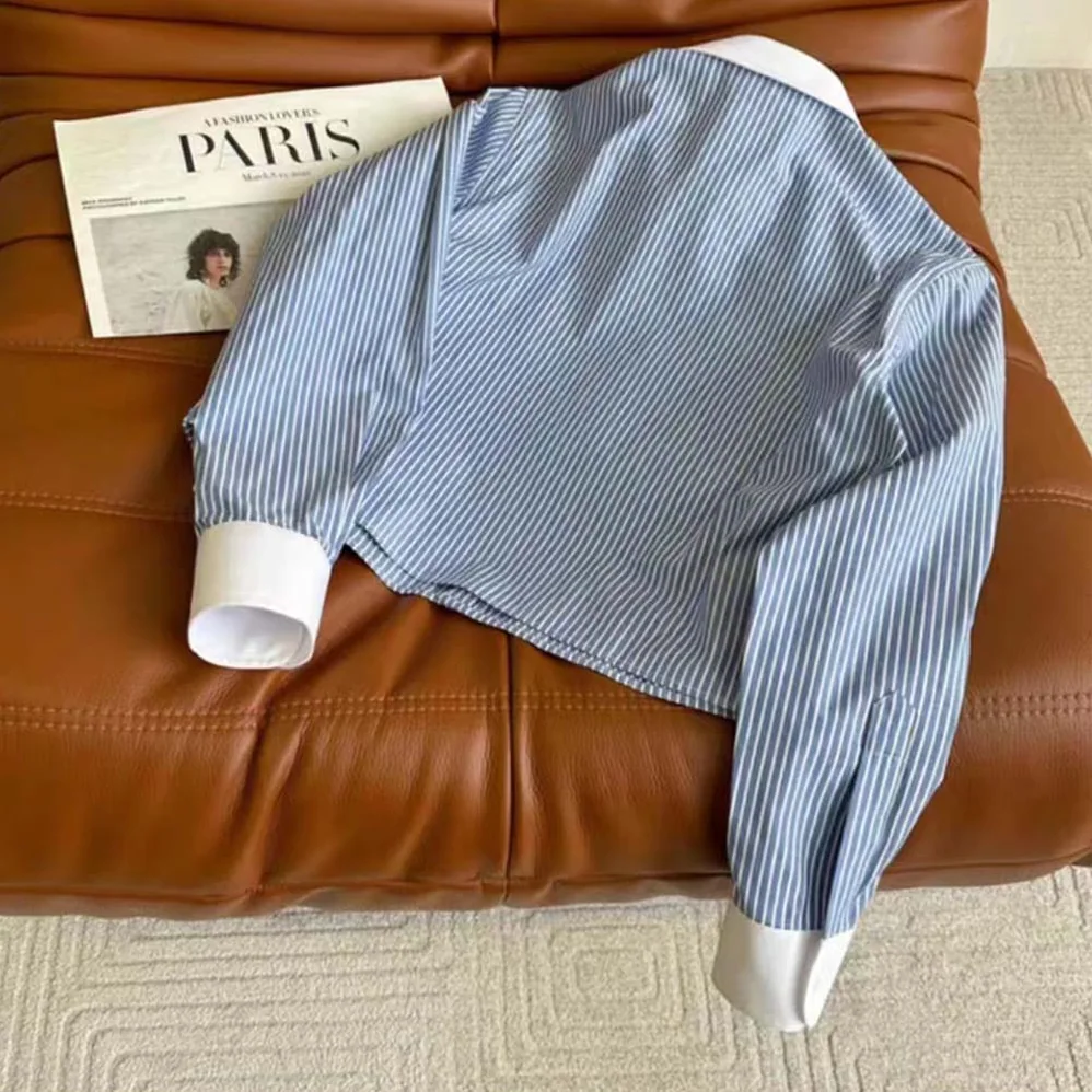 Celine Cropped Shirt in Striped Cotton for Women