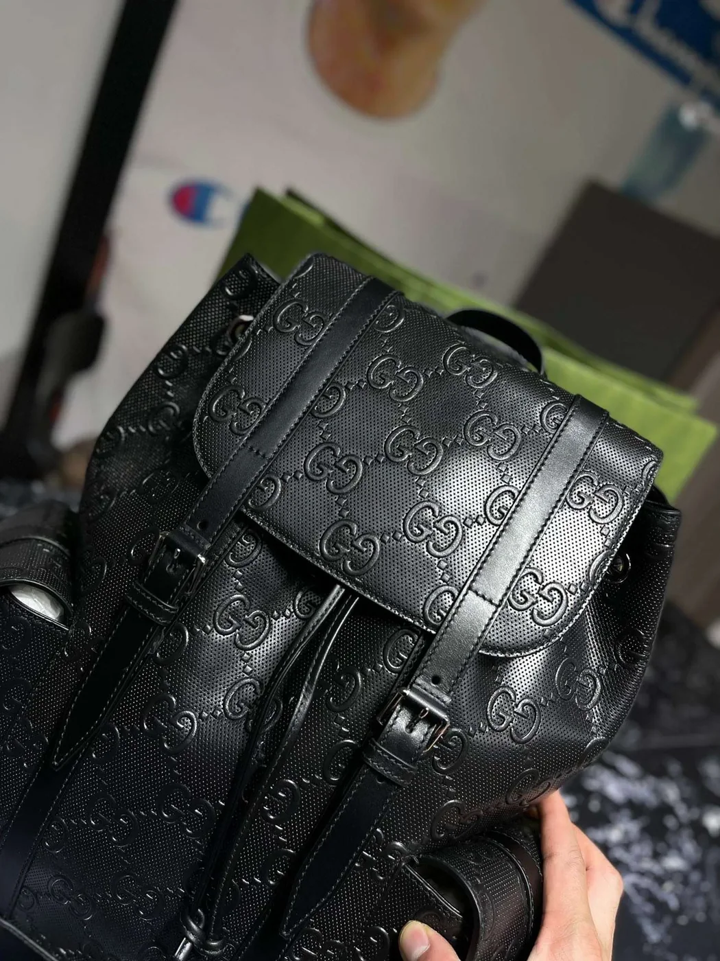 Gucci Embossed Backpack GG Black / Gucci Embossed Backpack GG Black /