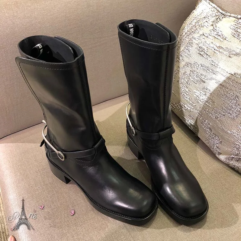 Dior Shoes Diorider Calfskin Leather Biker Boot 45 Heel Hight for Women in Black Dior Shoes Diorider Calfskin Leather Biker Boot 45 Heel Hight for Women in Black