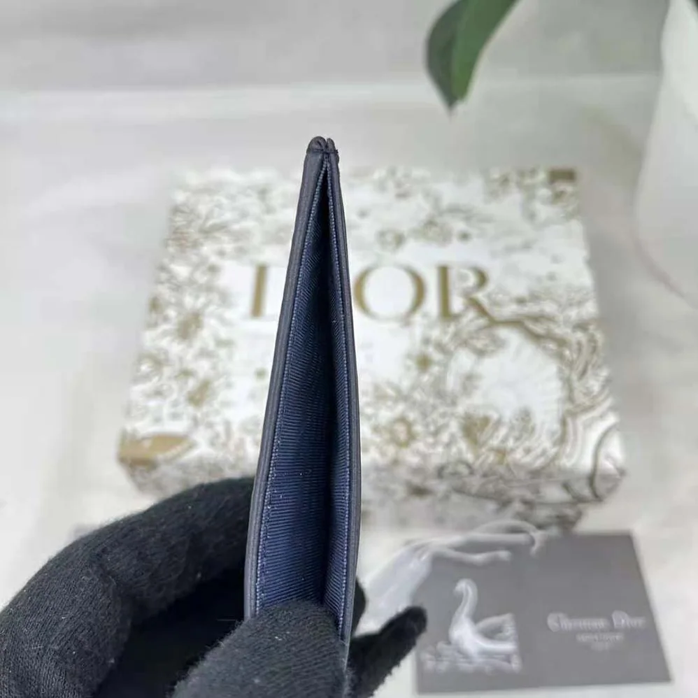 Dior 30 Montaigne Card Holder Blue Dior Oblique Jacquard for Women