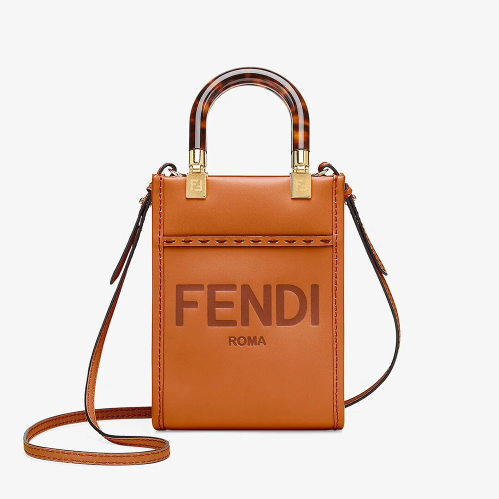 Fendi Mini Sunshine Shopper Dark Brown Leather Mini for Women in bag Fendi Mini Sunshine Shopper Dark Brown Leather Mini for Women in bag