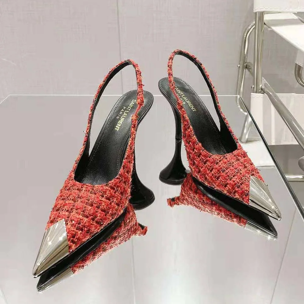 Saint Laurent YSL Vesper Slingback Pumps in Saint Laurent Tweed for Women