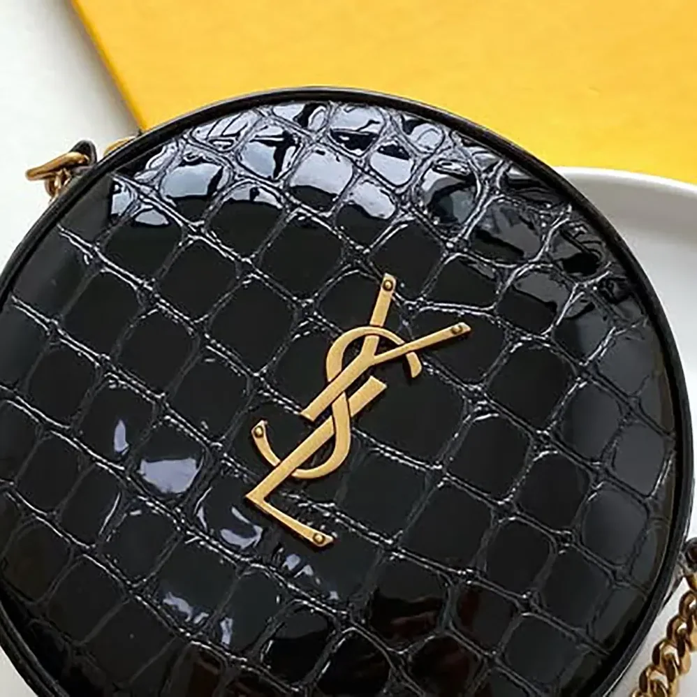 Saint Laurent YSL Vinyle Round Camera Bag in Black for Women