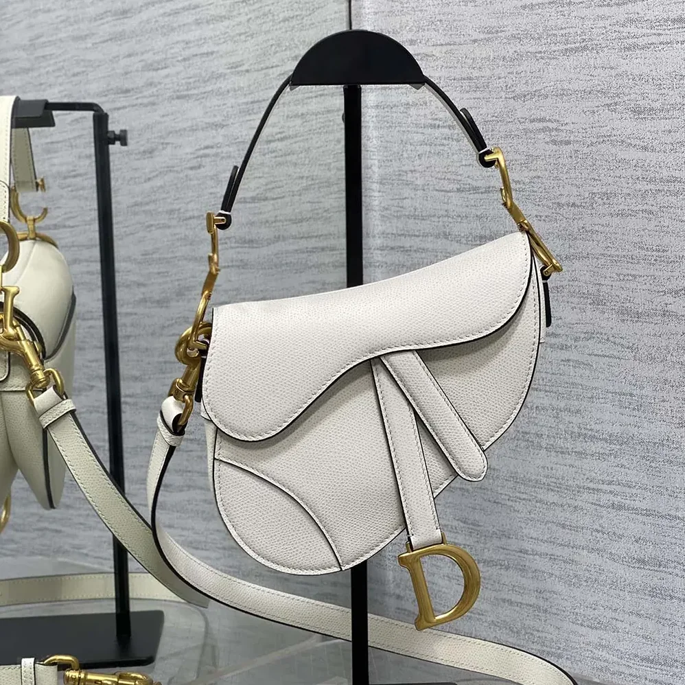 Dior Mini Saddle Bag with Strap Latte Grained Calfskin for Women Dior Mini Saddle Bag with Strap Latte Grained Calfskin for Women