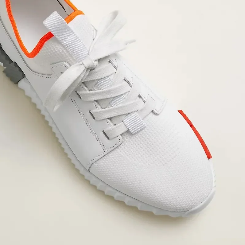 Hermes Depart Slip in On Sneakers White/ Orange