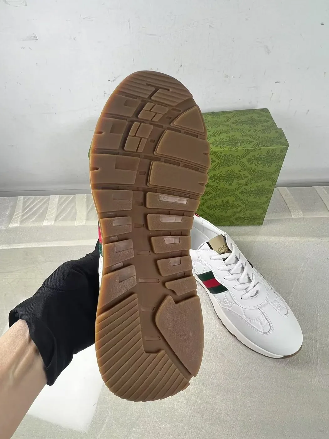 Gucci GG Embossed Sneakers With Web Ketion White for Men