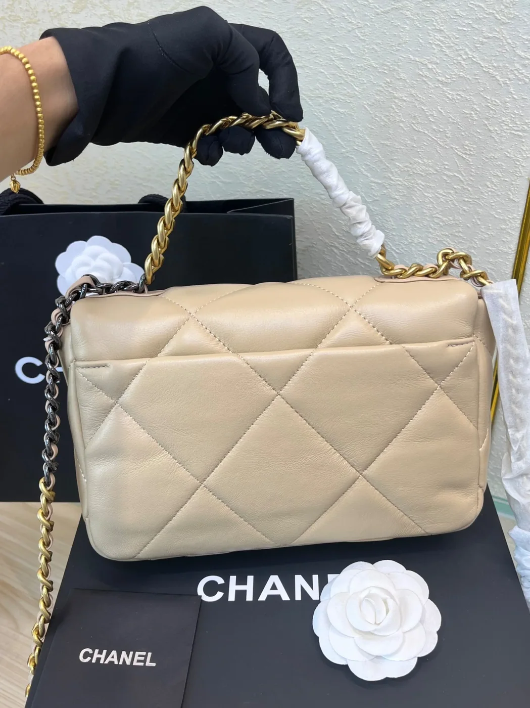 Chanel 19 Flap Bag Crossbody in Beige